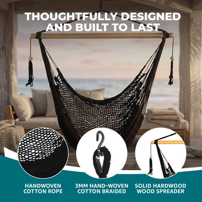 Bliss Hammocks Tahiti Rope Hammock Chair w/Spreader Bar and Hardware, (Open Box) - VMInnovations