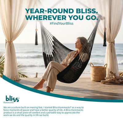 Bliss Hammocks Tahiti Rope Hammock Chair w/Spreader Bar and Hardware, (Open Box) - VMInnovations