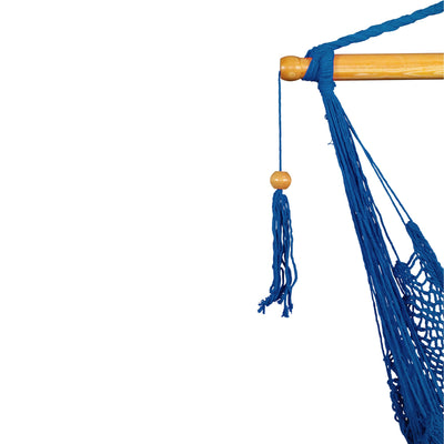 Bliss Hammocks Tahiti Rope Hammock Chair with Spreader Bar and Hardware, Blue - VMInnovations