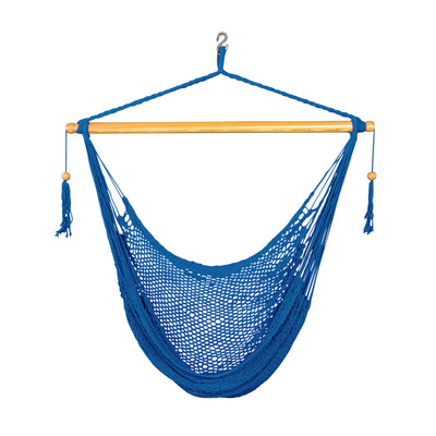 Bliss Hammocks Tahiti Rope Hammock Chair with Spreader Bar and Hardware, Blue - VMInnovations