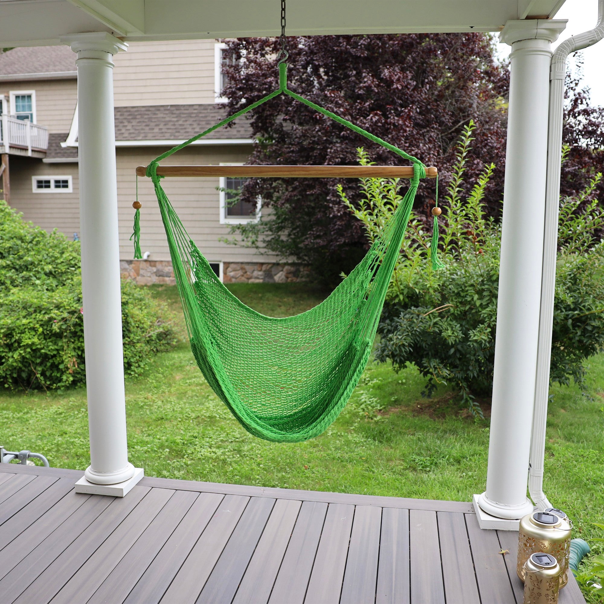 Bliss Hammocks Tahiti Rope Hammock Chair with Spreader Bar and Hardware, Green (Open Box)