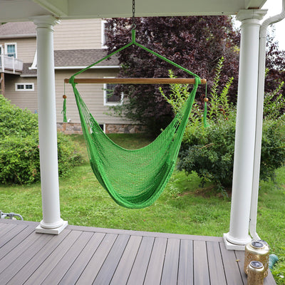 Bliss Hammocks Tahiti Rope Hammock Chair with Spreader Bar and Hardware, Green (Open Box)