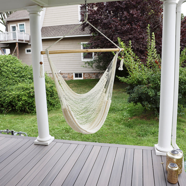 Bliss Hammocks Tahiti Rope Hammock Chair with Spreader Bar and Hardware, Natural - VMInnovations