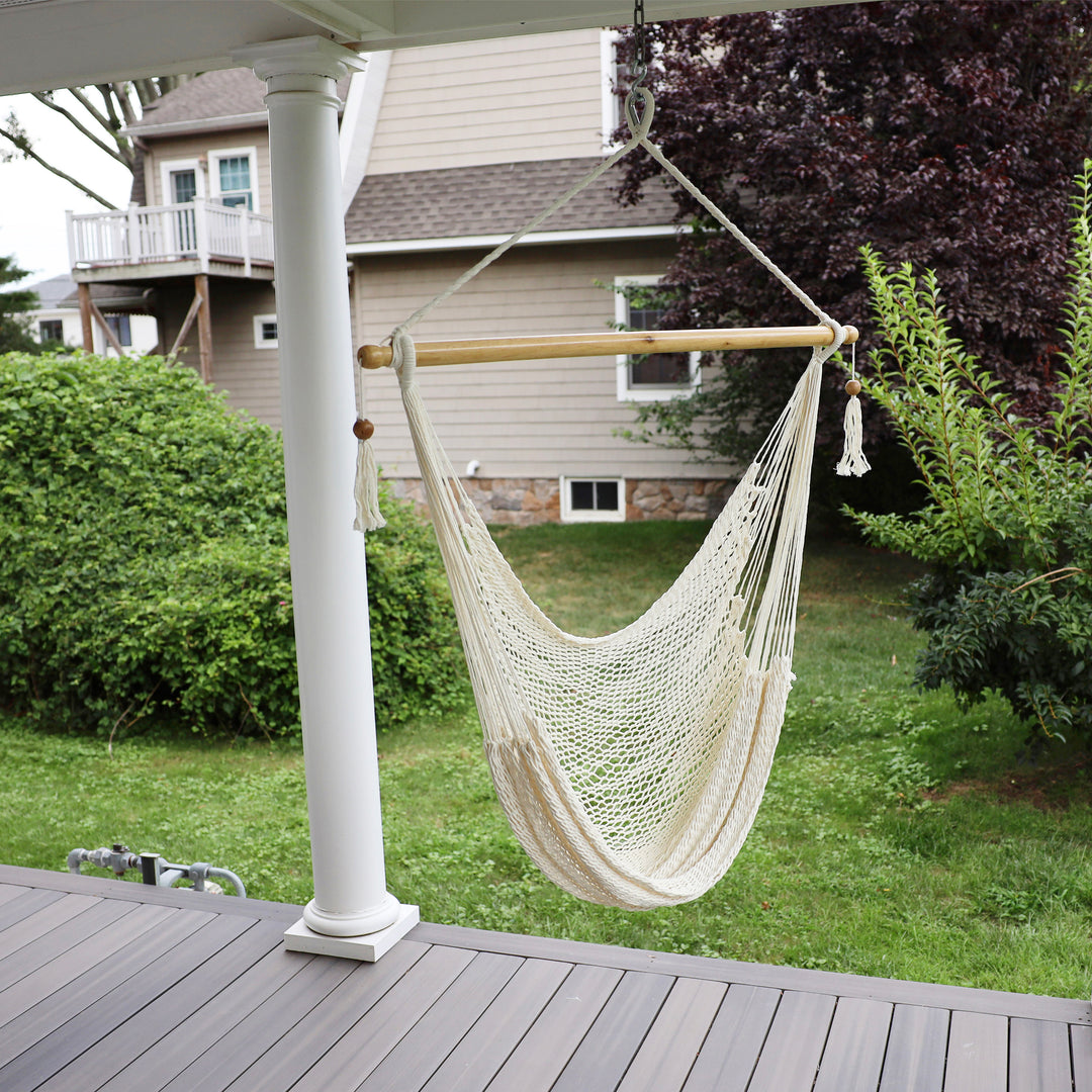 Bliss Hammocks Tahiti Rope Hammock Chair with Spreader Bar and Hardware, Natural - VMInnovations