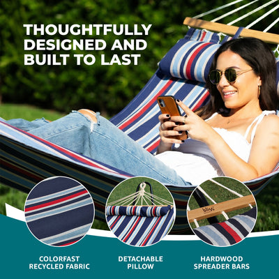Bliss Hammocks Caribbean Hammock with Pillow and Hardware, 48" Wide, (Open Box)
