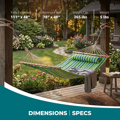 Bliss Hammocks Caribbean Hammock with Pillow & Hardware, 48" Wide, (Open Box) - VMInnovations