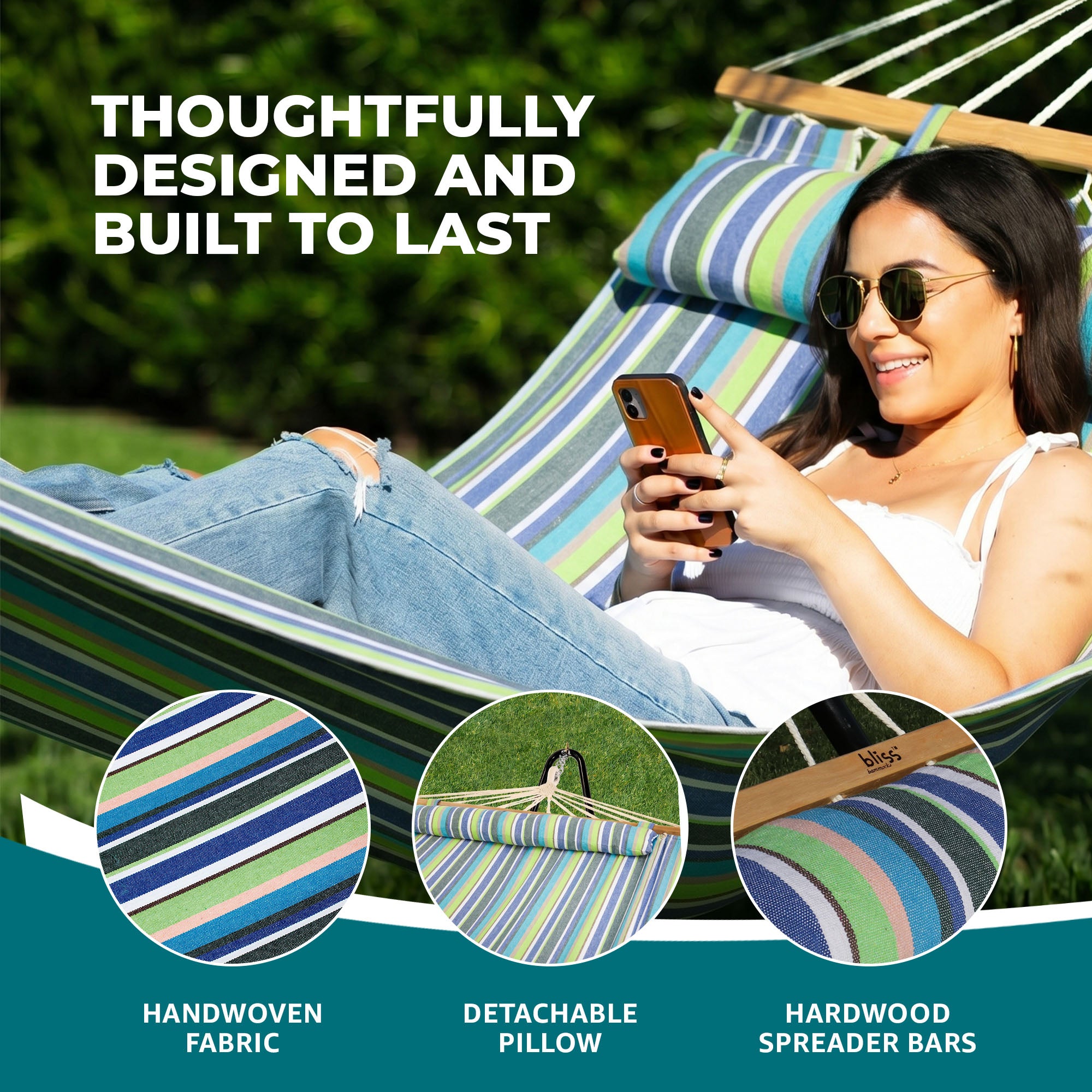 Bliss Hammocks Caribbean Hammock with Pillow & Hardware, 48" Wide, (Used) - VMInnovations