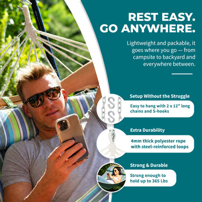 Bliss Hammocks Caribbean Hammock with Pillow & Hardware, 48" Wide, (Used) - VMInnovations