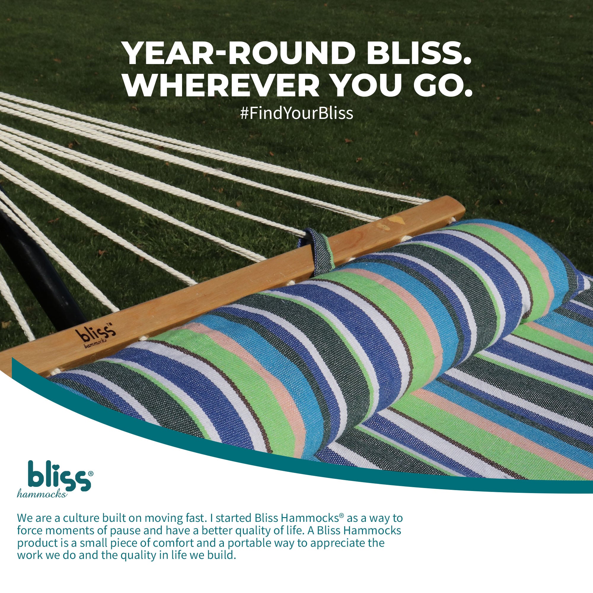 Bliss Hammocks Caribbean Hammock with Pillow & Hardware, 48" Wide, (Used) - VMInnovations