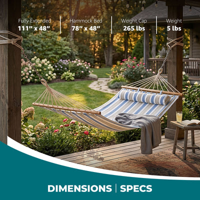 Bliss Hammocks Caribbean Hammock w/ Pillow & Hardware, 48" Wide, (Open Box) - VMInnovations