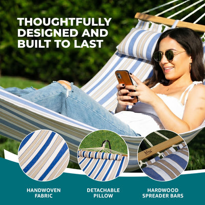 Bliss Hammocks Caribbean Hammock w/ Pillow & Hardware, 48" Wide, (Open Box) - VMInnovations