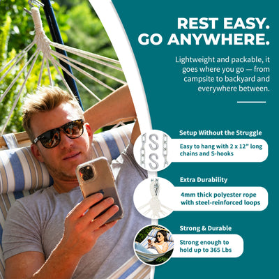 Bliss Hammocks Caribbean Hammock w/ Pillow & Hardware, 48" Wide, (Open Box) - VMInnovations