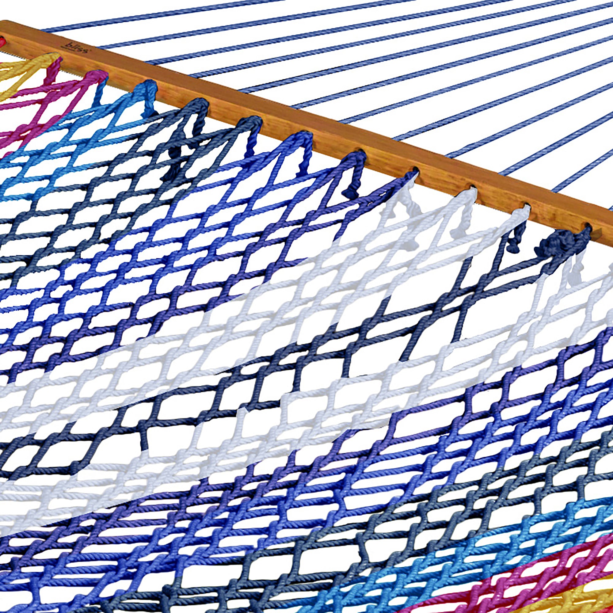 Bliss Hammocks Weekender 2-Person Polyester Rope Hammock w/ Spreader Bar, 80x55 - VMInnovations