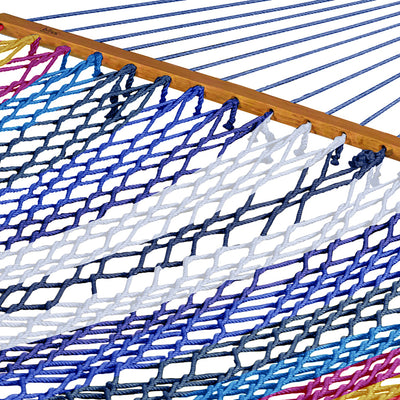Bliss Hammocks Weekender 2-Person Polyester Rope Hammock w/ Spreader Bar, 80x55 - VMInnovations