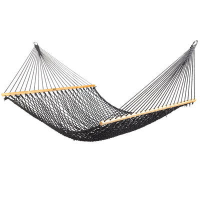 Bliss Hammocks Classic 2-Person Cotton Rope Hammock w/Spreader Bar, 80x60, Black