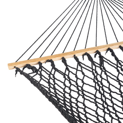 Bliss Hammocks Classic 2-Person Cotton Rope Hammock w/Spreader Bar, 80x60, Black