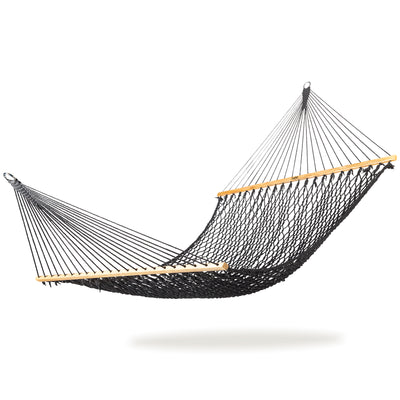 Bliss Hammocks Classic 2-Person Cotton Rope Hammock w/Spreader Bar, 80x60, Black