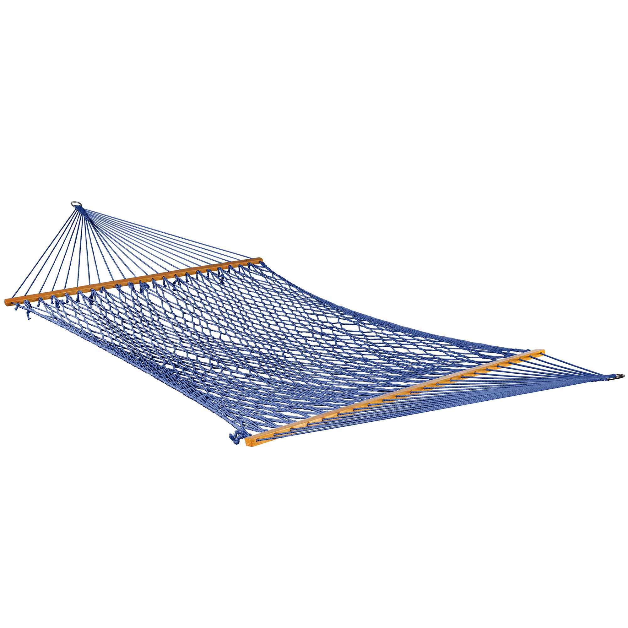 Bliss Hammocks Classic 2-Person Cotton Rope Hammock w/Spreader Bar, 80x60, Blue - VMInnovations