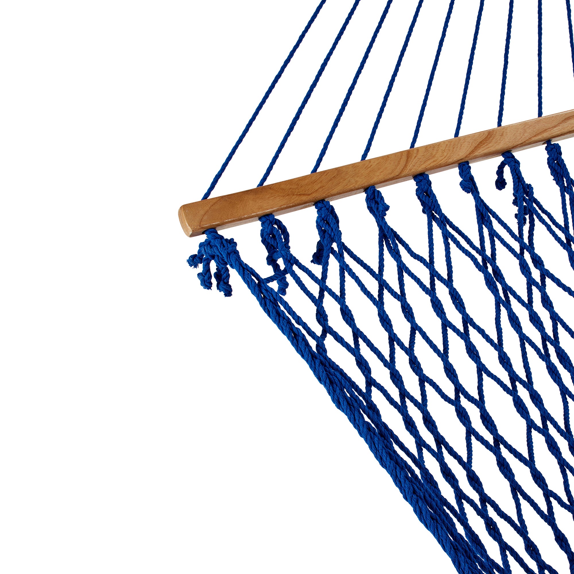 Bliss Hammocks Classic 2-Person Cotton Rope Hammock w/Spreader Bar, 80x60, Blue - VMInnovations