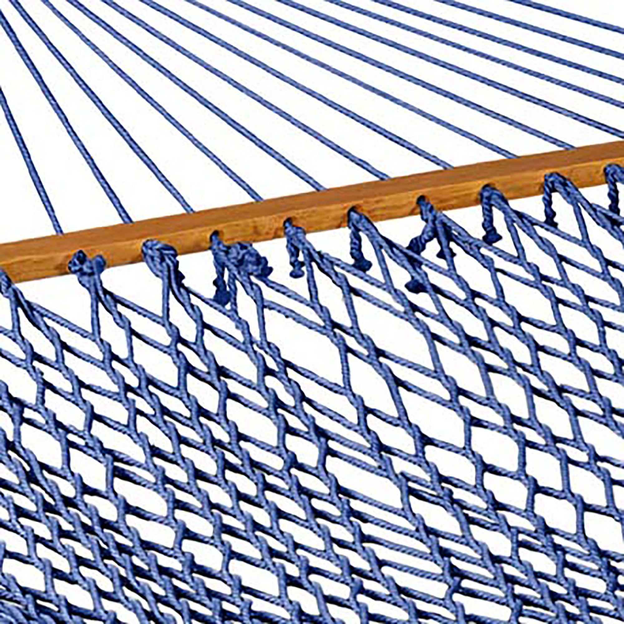 Bliss Hammocks Classic 2-Person Cotton Rope Hammock w/Spreader Bar, 80x60, Blue - VMInnovations