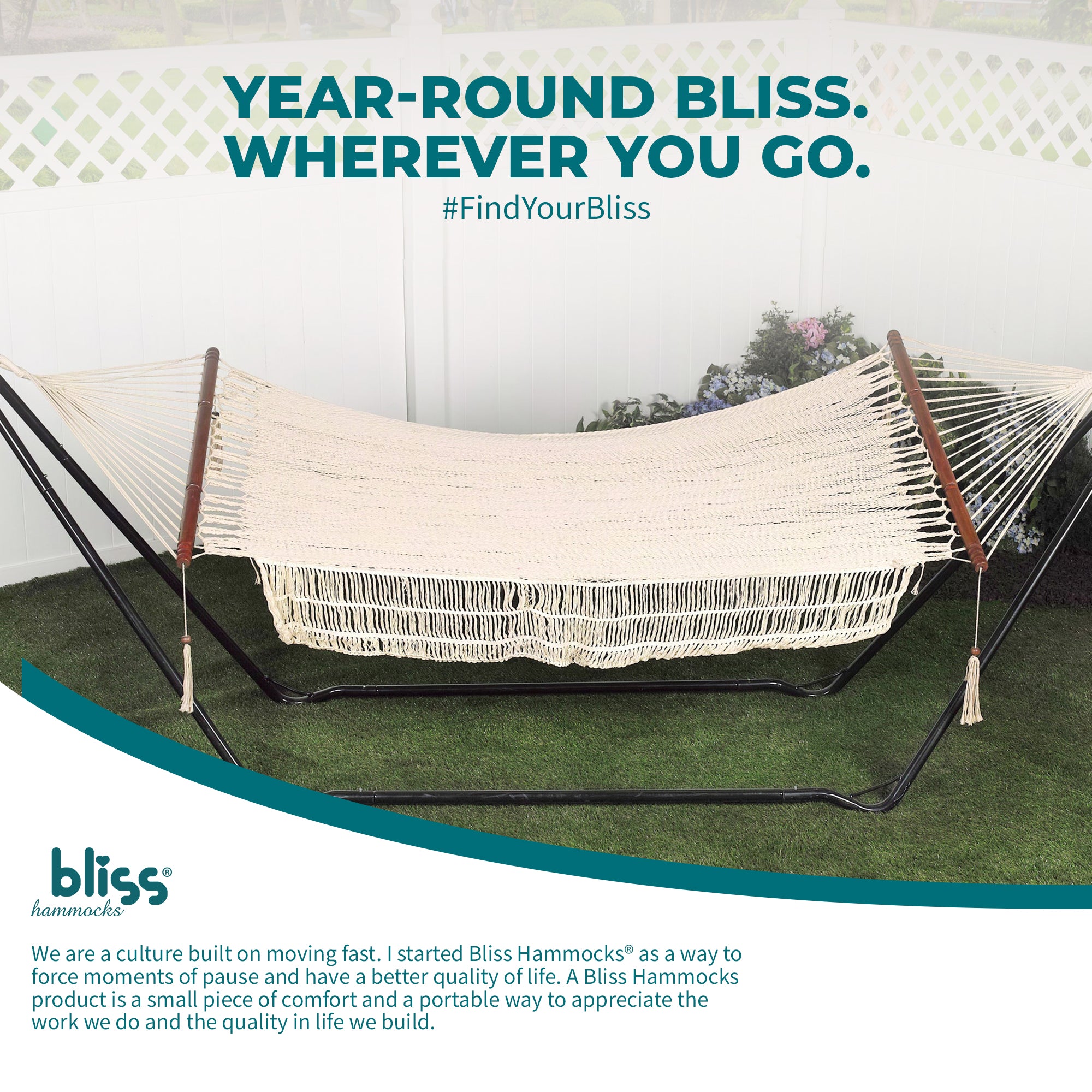Bliss Hammocks 1-Person Cotton Rope Hammock w/Spreader Bar, 78x48 (Open Box) - VMInnovations