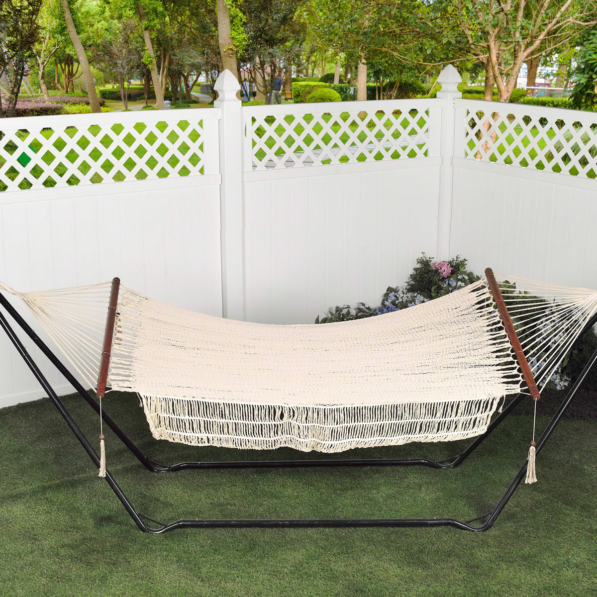 Bliss Hammocks 1-Person Cotton Rope Hammock w/Spreader Bar, 78x48 (Open Box) - VMInnovations