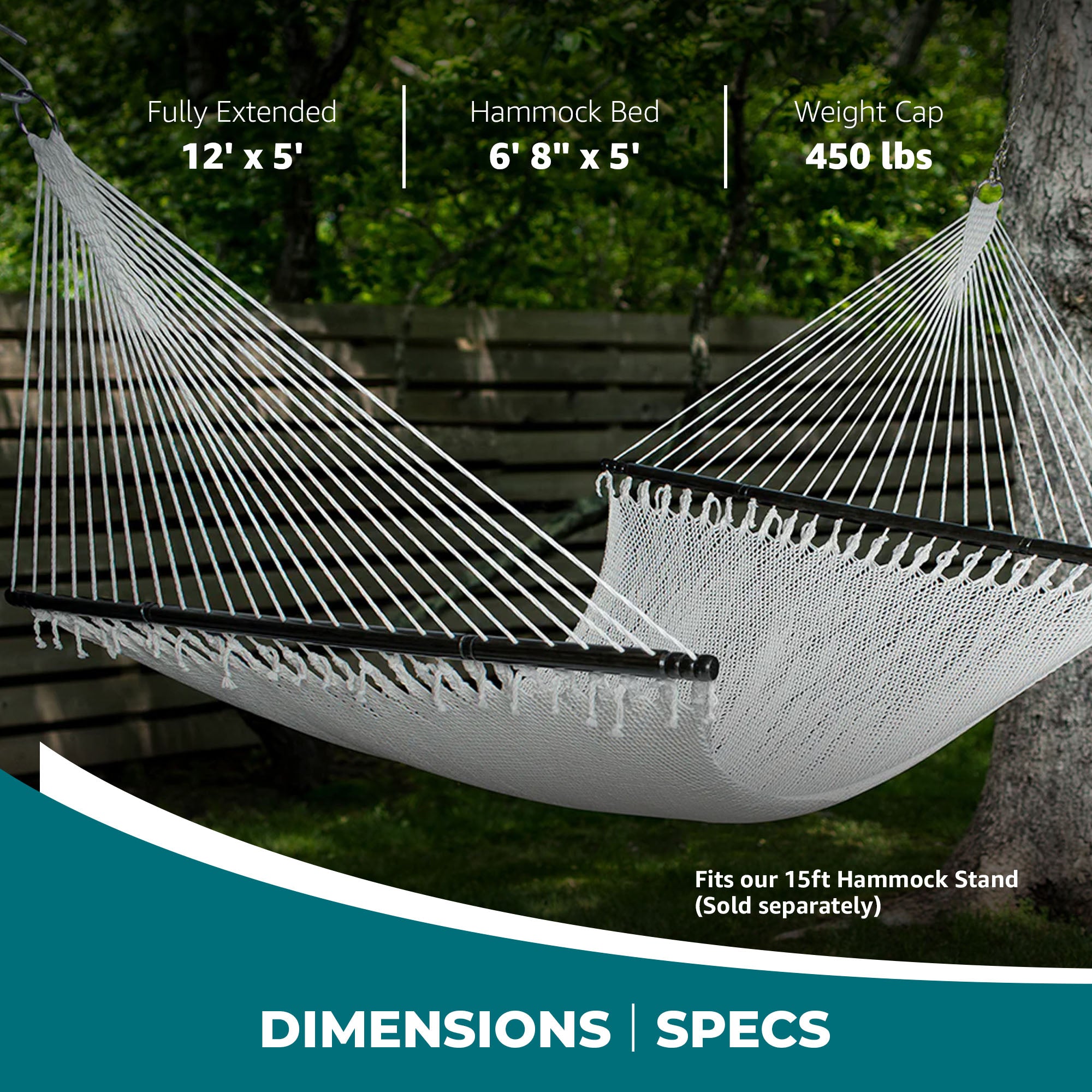Bliss Hammocks Weekend Deluxe 2-Person Polyester Rope Hammock w/SpreaderOpen Box