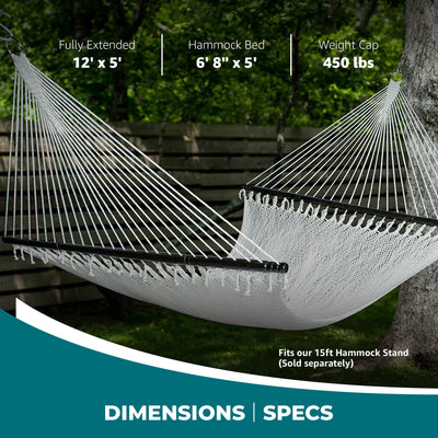 Bliss Hammocks Weekend Deluxe 2-Person Polyester Rope Hammock w/SpreaderOpen Box
