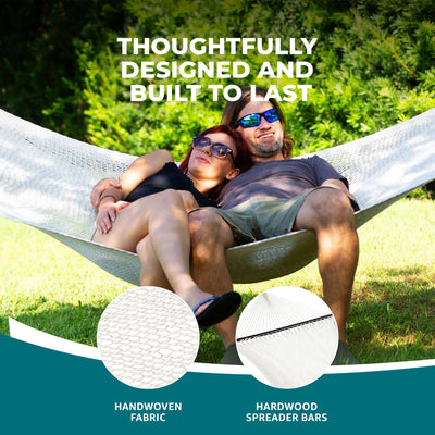 Bliss Hammocks Weekend Deluxe 2-Person Polyester Rope Hammock w/SpreaderOpen Box - VMInnovations