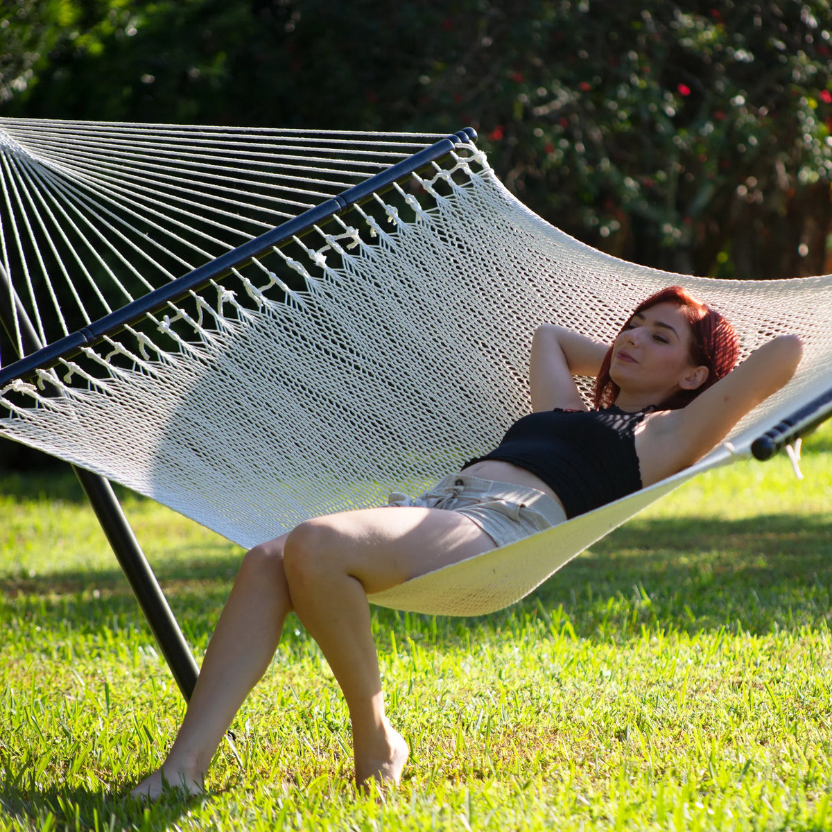 Bliss Hammocks Weekend Deluxe 2-Person Polyester Rope Hammock w/SpreaderOpen Box - VMInnovations