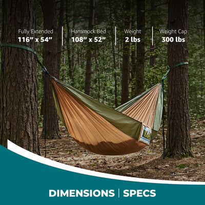 Bliss Hammocks Hammock in a Bag with Carabiner Hooks & Tree Straps, Desert Storm - VMInnovations