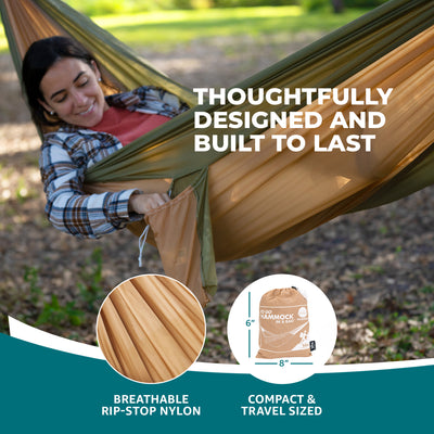 Bliss Hammocks Hammock in a Bag with Carabiner Hooks & Tree Straps, Desert Storm - VMInnovations