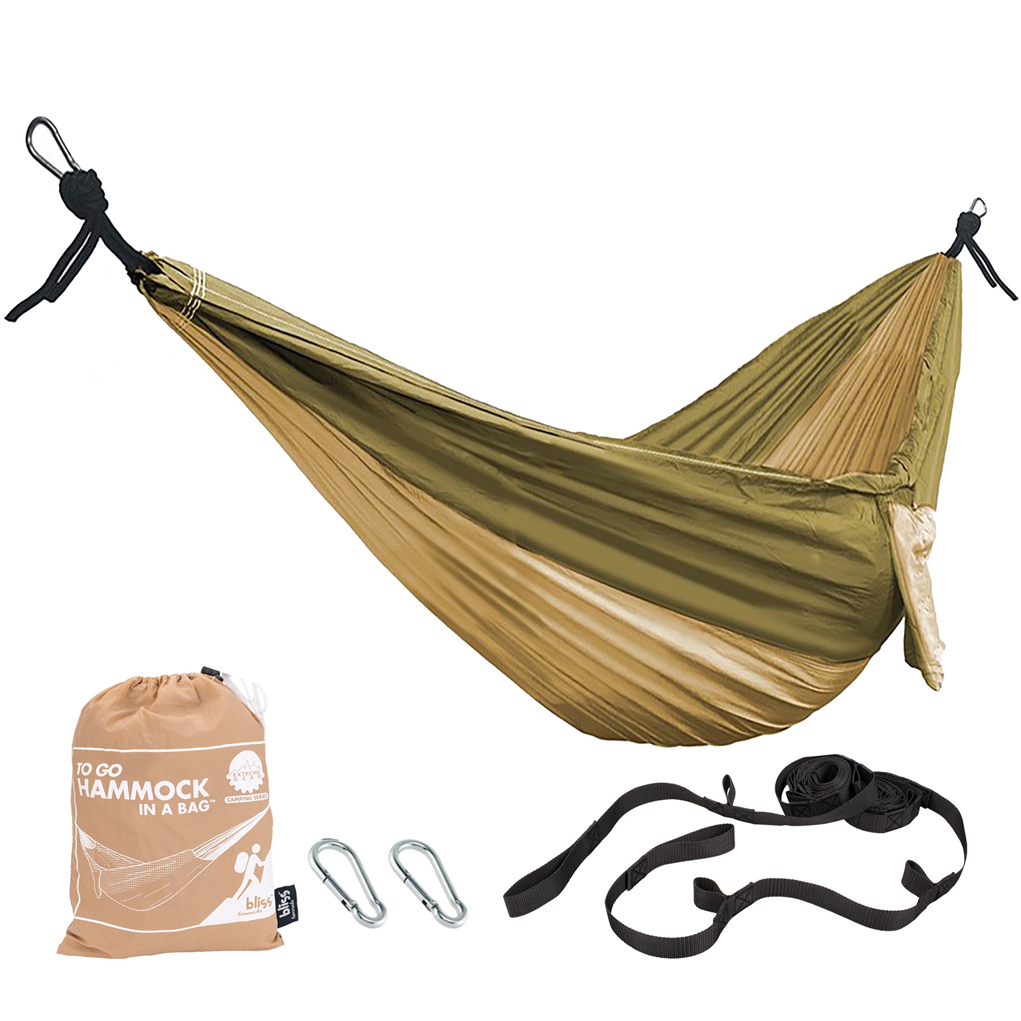 Bliss Hammocks Hammock in a Bag with Carabiner Hooks & Tree Straps, Desert Storm - VMInnovations