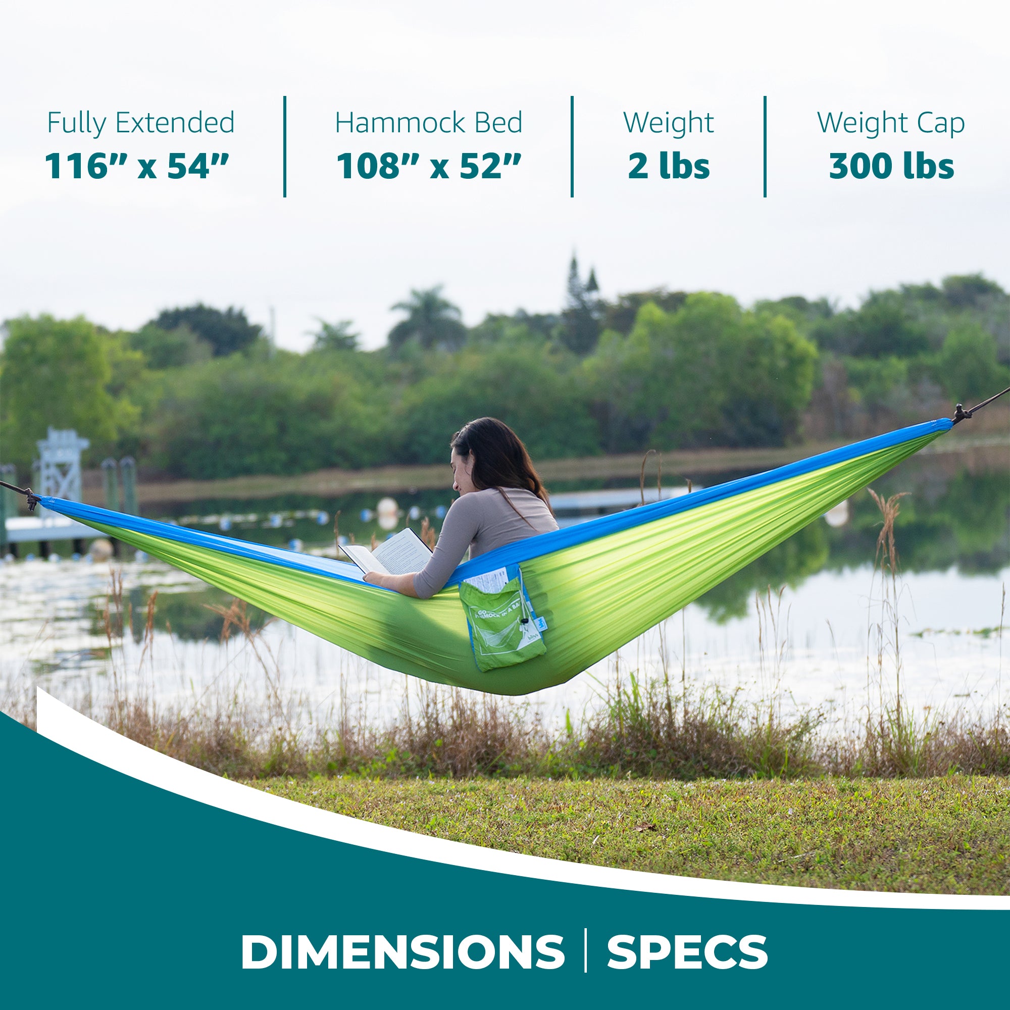 Bliss Hammocks Hammock in a Bag w/ Carabiner Hooks & Tree Straps, Mermaid - VMInnovations
