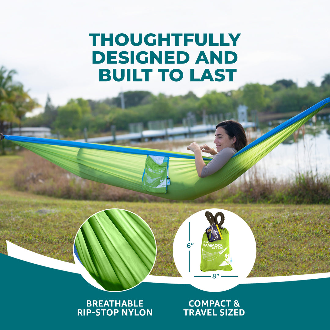 Bliss Hammocks Hammock in a Bag w/ Carabiner Hooks & Tree Straps, Mermaid - VMInnovations