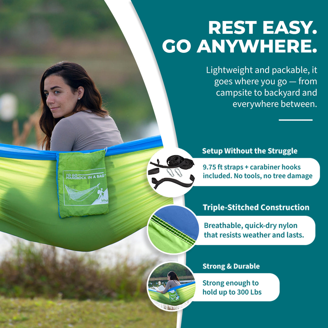 Bliss Hammocks Hammock in a Bag w/ Carabiner Hooks & Tree Straps, Mermaid - VMInnovations