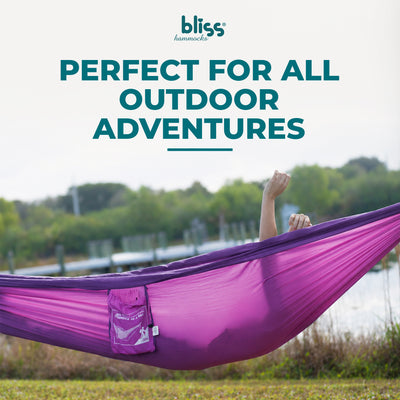 Bliss Hammocks Hammock in a Bag with Carabiner Hooks & Tree Straps, Pink Purple - VMInnovations
