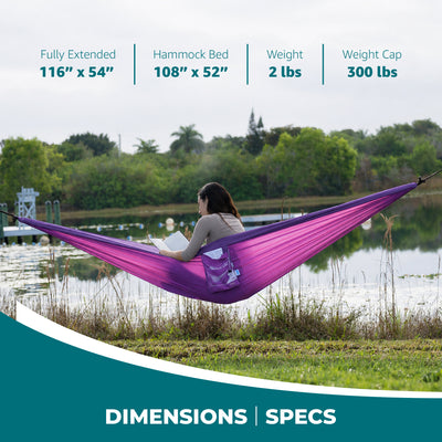 Bliss Hammocks Hammock in a Bag with Carabiner Hooks & Tree Straps, Pink Purple - VMInnovations