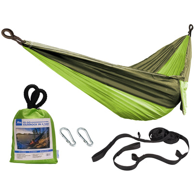 Bliss Hammocks Hammock in a Bag with Carabiner Hooks & Tree Straps, Forest Green - VMInnovations