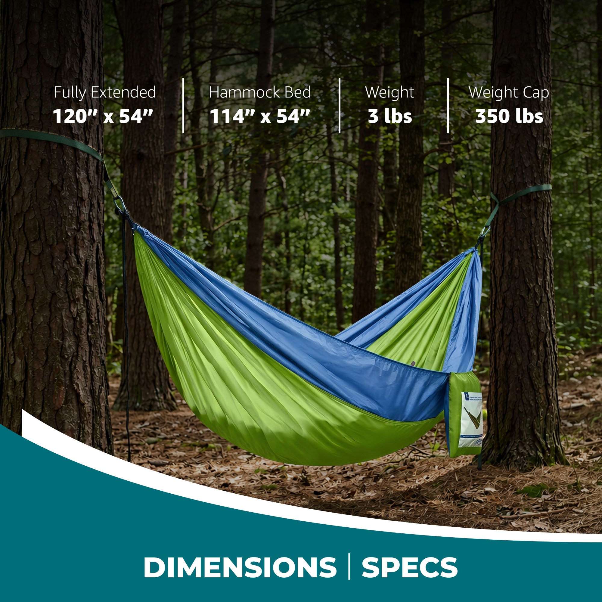 Bliss Hammocks Hammock in a Bag with Carabiner Hooks & Tree Straps, Mermaid