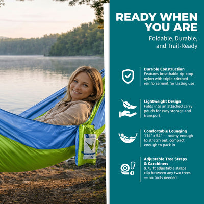 Bliss Hammocks Hammock in a Bag with Carabiner Hooks & Tree Straps, Mermaid - VMInnovations