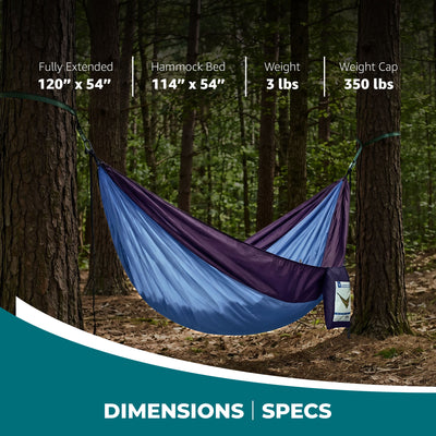 Bliss Hammocks Hammock in a Bag with Carabiner Hooks & Tree Straps, Royal Blue