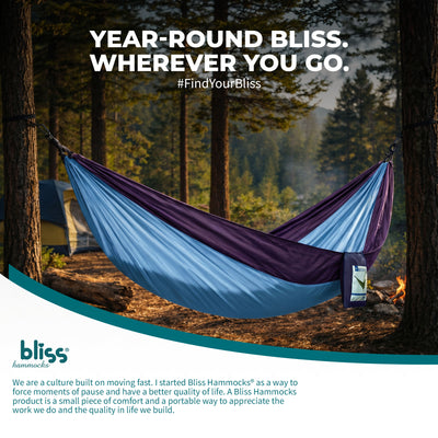 Bliss Hammocks Hammock in a Bag with Carabiner Hooks & Tree Straps, Royal Blue
