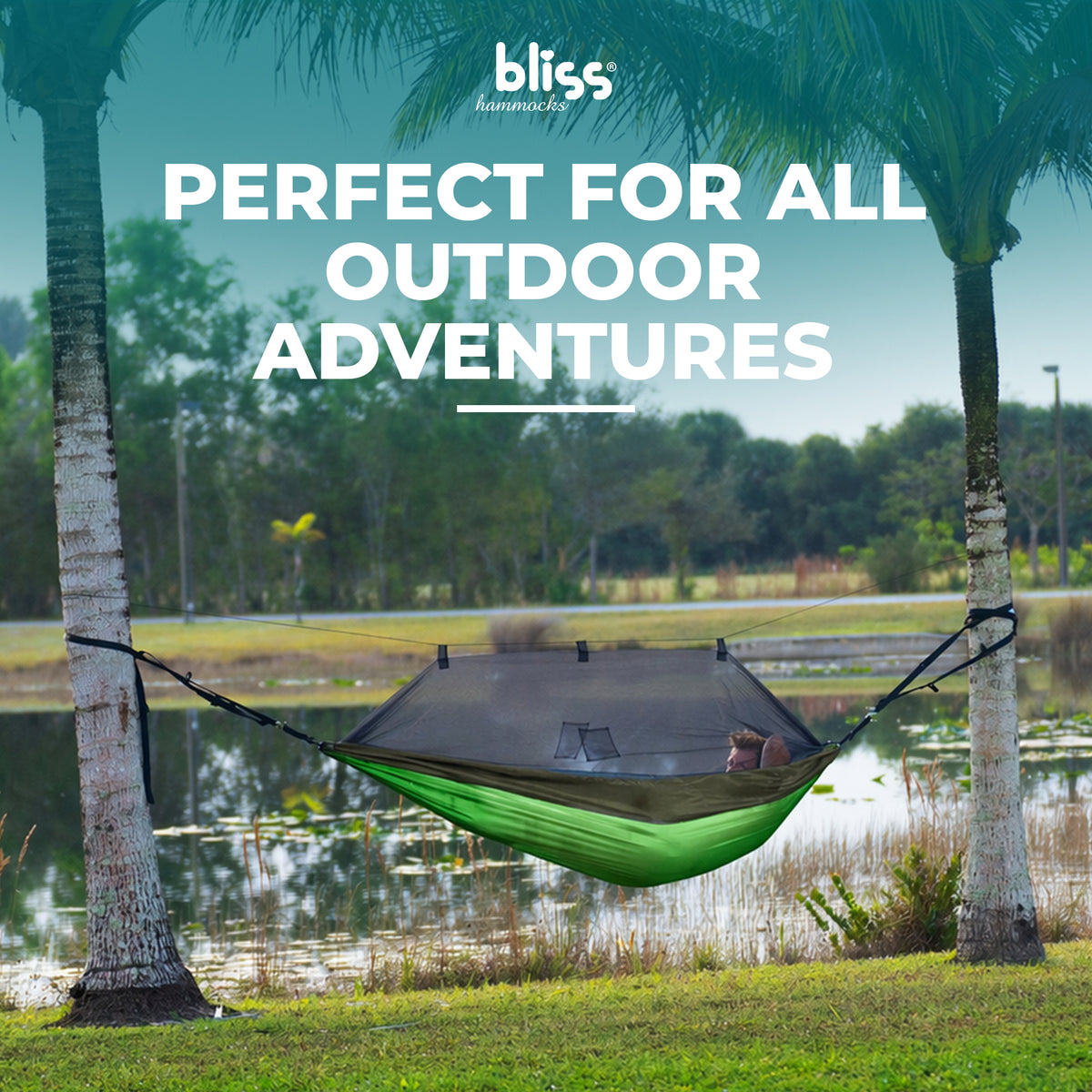 Bliss Hammocks Hammock in a Bag with Mosquito Net and Tree Straps, (Open Box)