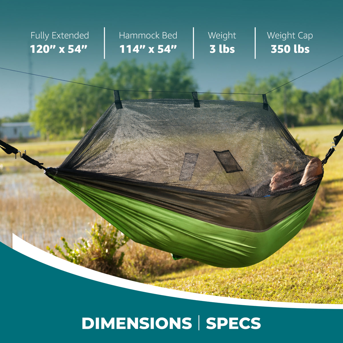 Bliss Hammocks Hammock in a Bag with Mosquito Net and Tree Straps, (Open Box)