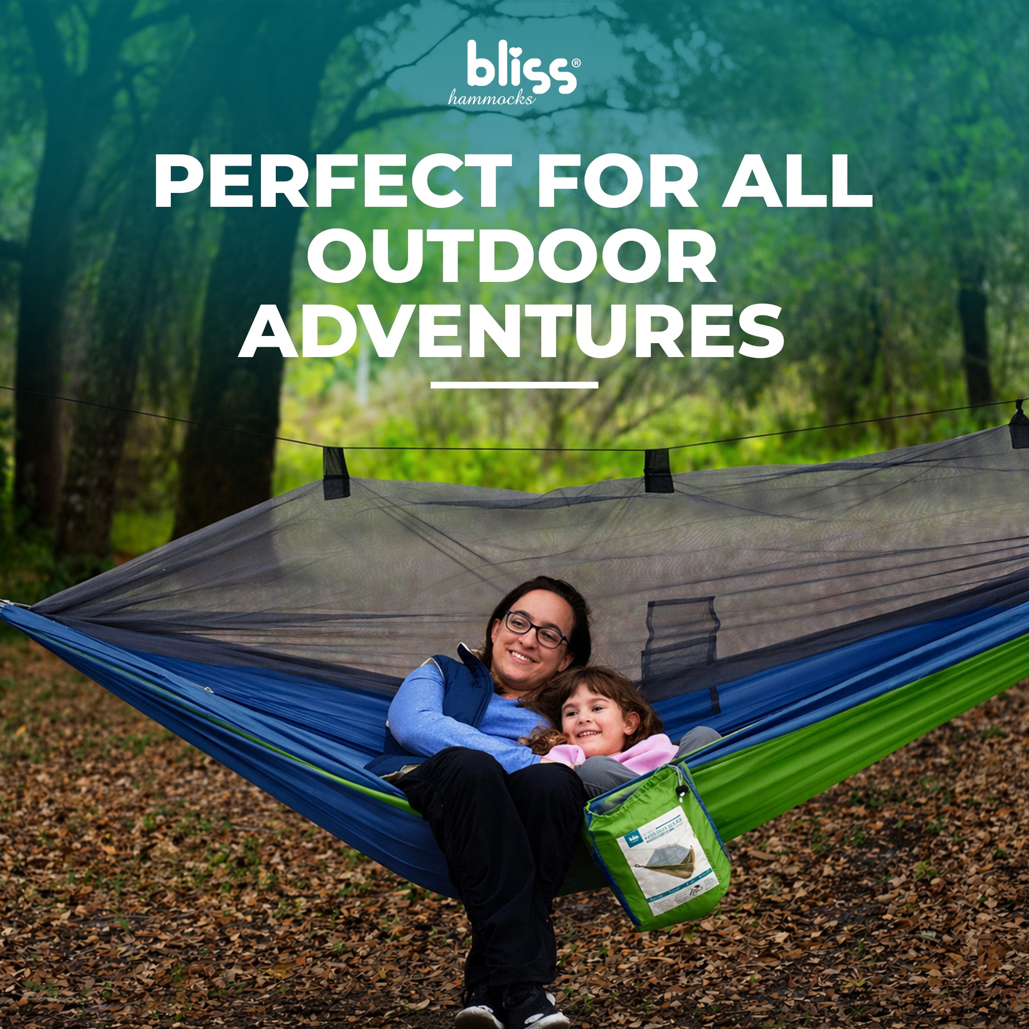 Bliss Hammocks Hammock in a Bag with Mosquito Net and Tree Straps, Mermaid - VMInnovations