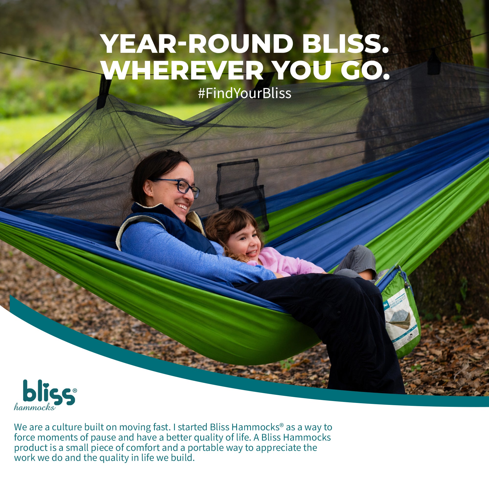 Bliss Hammocks Hammock in a Bag with Mosquito Net and Tree Straps, Mermaid - VMInnovations