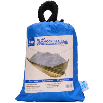 Bliss Hammocks Hammock in a Bag with Mosquito Net and Tree Straps, Royal Blue - VMInnovations