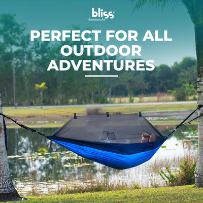 Bliss Hammocks Hammock in a Bag with Mosquito Net and Tree Straps, Royal Blue - VMInnovations