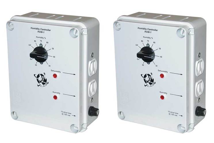 2 C.A.P HUM-1 Hydroponic Climate Humidity Dehumidifier Controllers w/ 2 Outlets